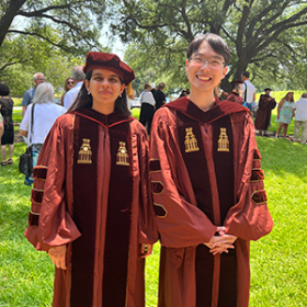 Doctoral students in regalia