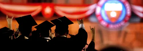 Outline of students in regalia