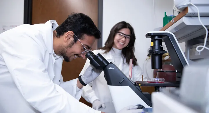 Two students in lab